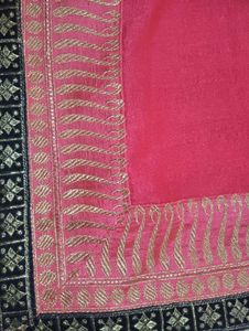Vibrant Pink Silk Saree with Black Border
