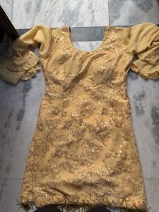 Yellow Sequined Kurta Set with Dupatta