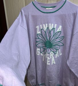 Lavender Floral Graphic Knit Sweatshirt