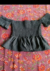 Smocked Off-Shoulder Peplum Top