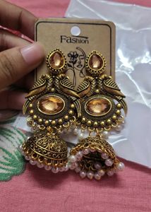 Elegant Antique Gold Jhumka Earrings