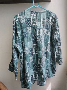 Boho Patchwork Print V-Neck Top