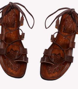 Leather Lace-Up Brown Gladiator Sandals