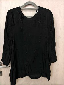 Chic Black Embellished Top