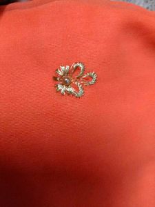 Elegant Orange Embroidered Saree