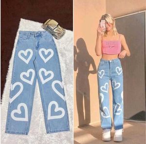 Heart Pattern Denim Jeans