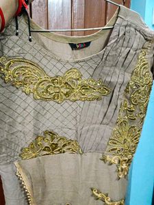 Designer long dress with Gold Embroidery