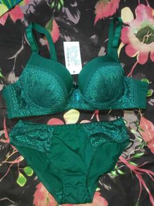 Emerald Green Lace Bra &amp; Panty Set