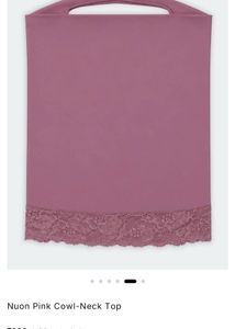 Pink Halter Neck Lace Trim Top