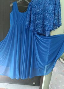 Gown With Poncho Blue