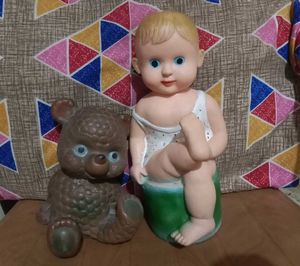 Vintage Baby Doll and Teddy Bear