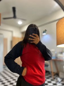 Raglan Red &amp; Navy Pullover Sweatshirt