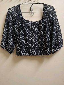 Chic Black Polka Dot crop top