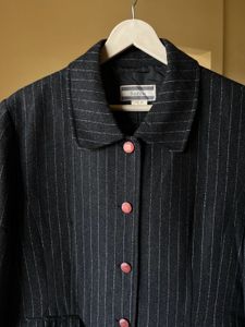 Striped Coat with Pink Buttons