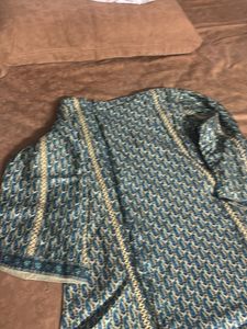 Bluish green Paisley Print Kurta