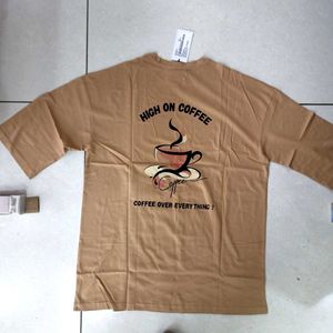 AMMARZO Casual Brown T-Shirt Drop shoulder Relexed