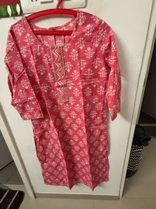 Pink Block Print Kurta