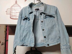 Denim crop jacket.