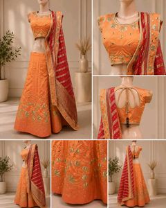 Designer Orange Embroidered Lehenga Choli