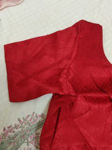 Red Jacquard Blouse