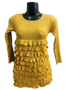 Ribbed Frilled Dress Stretchable Free Size S To L