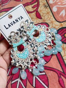 Lavanya Blue &amp; Silver Dangle Earrings