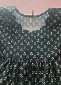 Black Floral Print Peplum Top