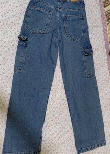 Women's Blue Denim Cargo Jeans