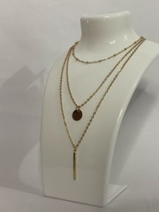 Layered Gold Tone Disc Necklace
