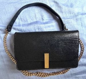 H&M Black Clutch with Gold Chain