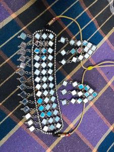 Mirror Work Necklace &amp; Earrings Set