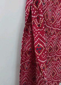 Red Bandhani Print Kurta And Pajama Set