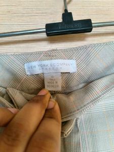 Wide Leg Checked Formal Trousers