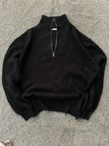 Black Pullover Half-Zip Sweater