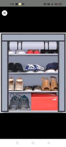 iron and fabric multipurpose shoe rack