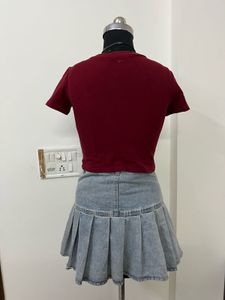 Maroon Fitted Cropped Top