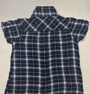 Women’s  Blue Plaid Short Sleeve Shirt