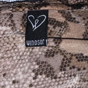 Windsor Snakeskin Print Mesh Top