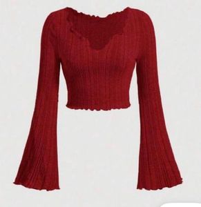 Ribbed Flare Sleeve Crop Top
