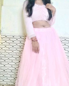 Pink Tulle Crop Top