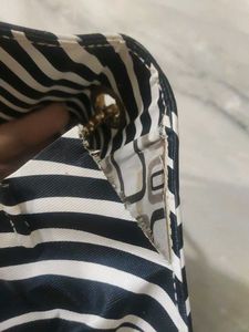 Zebra Print Clutch Bag with Gold Chain