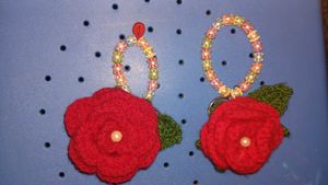 Handmade Crochet Rose Keychain