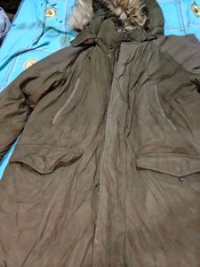 Olive Green Fur Hooded Winter Parka