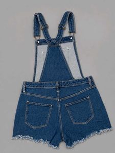 Distressed Denim Short Overalls