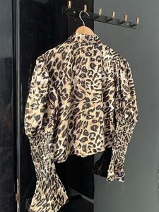 Leopard Print Puff Sleeve Blouse