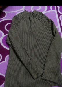 Ribbed Knit Mock Neck Sweater