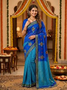 Beautiful Blue Embroidered Saree