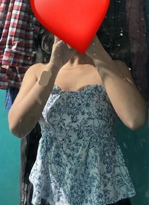 Blue Floral Print Top
