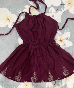 Beautiful Wine Ethnic Top with Tie-up Straps🍷🦋