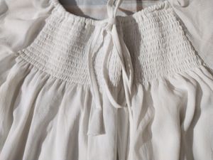 Boho White Smocked Off-Shoulder Blouse